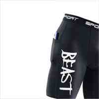 Shorts de compression pour hommes, sport, uni, séchage rapide, poches, taille mi-haute, longueur courte, 100% coton tricoté, taille élastique