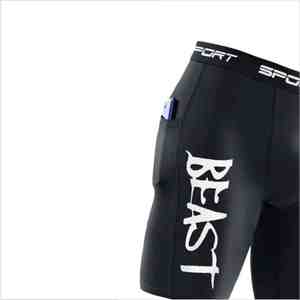 Pantalones Cortos de Compresión para Hombre, Estampado Deportivo, Secado Rápido, con Bolsillos, Cintura Media, Cortos, de Spandex y Poliéster, Tejido Elástico - Product Image 4