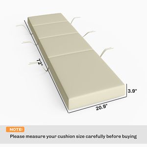 Set di 2 Cuscini Bianchi Crema Spessi 10 cm per Chaise Longue con Lacci, 53 x 183 cm, per Sedie da Esterno/Patio - Product Image 3