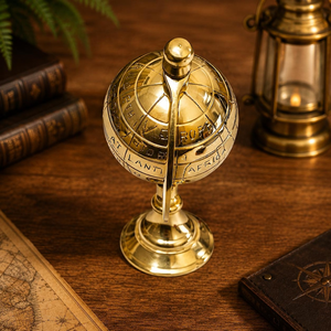 Handcrafted Brass Globe <b>Desk</b> Decor with Stand Vintage World Map Tabletop <b>Ornament</b> Luxury Office Study Room Display Travel - Product Image 3
