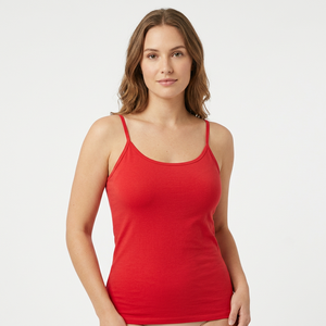 Camiseta sin mangas roja para mujer, cuello redondo, blusa informal sin mangas, tirantes, ajuste holgado, para superponer, de secado rápido, tejida - Product Image 4