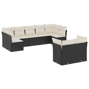 Conjunto de sofás de jardín modulares de poliratán negro L - Product Image 2