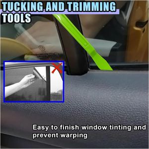 2 herramientas para tintado de ventanas de coche, espátula flexible de vinilo con mango largo, espátula de plástico para juntas, raspador de esquinas para películas de coche - Product Image 2