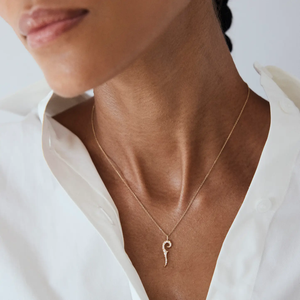 Harmonie Diamond Pendant Necklace, Lab Grown Diamond Curved Pendant, Gold Necklace, Dainty Everyday Jewelry, Elegant <b>Bridal</b> Gift - Product Image 1
