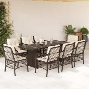 Juego de Comedor para Jardín en Color Crema, Blanco y Marrón - Product Image 1