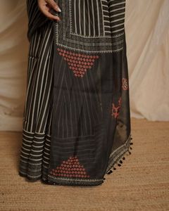 Indian Boutique Premium Chanderi Cotton With Beautiful Digital Printed Black <b>Saree</b> Traditional Ethnic Wear Bridal Wedding Wear - Product Image 2