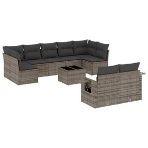 Ensemble de canapés de jardin gris avec coussins, résistant aux UV, en rotin PE, mobilier d'extérieur au design contemporain, imperméable - Product Image 2