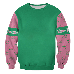Alpha Kapa Alpha Custom Name Hooded <b>Sweatshirt</b> Green <b>Pink</b> 100% Cotton Eco-Friendly Pocket <b>Men's</b> Casual Wear - Product Image 1
