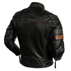 Men's Black Genuine Leather Winter <b>Waterproof</b> Stand Collar Slim Fit Motorcycle & Biker Style Customized <b>Jacket</b> - Product Image 2