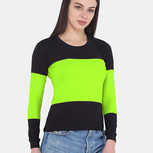 Camiseta Deportiva Personalizada de Manga Larga para Mujer, Cuello Redondo, Bloques de Color, 100% Algodón, Camiseta para Correr - Product Image 3
