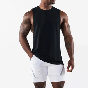 Camiseta sin Mangas Negra para Hombre, Calidad Premium 2026, Cuello Redondo, Tejido de Punto, Estilo Casual, Transpirable, Color Sólido, Ropa Deportiva - Product Image 1