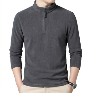 Sudadera de Forro Polar con Cuello Alto y Media Cremallera para Hombre, Color Liso, Manga Larga, Cálida, Capa Base para Otoño e Invierno, Venta al por Mayor - Product Image 5