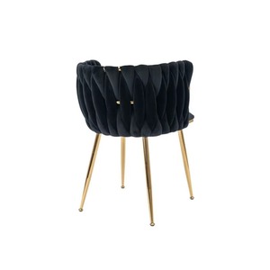 Sillas de Comedor Negras con Patas de Metal Dorado, Sillón Tapizado en Terciopelo con Brazos Acolchados para Comedor, Cocina, Sala de Estar - Product Image 1