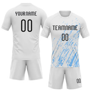 Uniforme de Voleibol Sublimado Personalizado al por Mayor, Nuevo Diseño, Blanco, Negro y Azul Claro, Transpirable y Ligero para Hombre - Product Image 1
