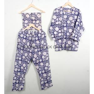 Magnifique ensemble de pyjama en coton pur à 100 % imprimé à la main avec motifs floraux, vêtements de détente, vêtements de nuit de luxe - Product Image 5