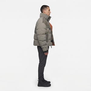 OEM Custom Windproof Water-resistant Sustainable Brutalist <b>Puffer</b> <b>Jacket</b> Men Heavyweight Crinkle Nylon Canvas <b>Cropped</b> Winter - Product Image 3