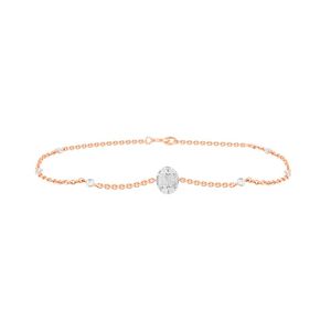 Rose Gold Lab Grown Diamond Oval Center Station Chain Bracelet - Product Image 1