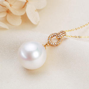 Collar con Colgante de Hebilla de Anillo de Oro de 18K, Perla Edison de Agua Dulce de 14mm, Collar de Agua Dulce con Luz Intensa, Collares con Colgante de Moda - Product Image 3