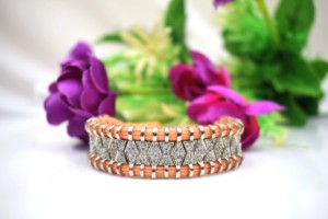 Luxury Orange Macrame Silver <b>Bracelet</b> and <b>Bangles</b> with Diamond Accents Trendy Unisex Everyday Wear for Wedding and Gift - Product Image 3