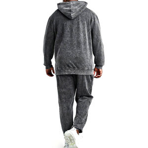 <b>Mens</b> Winter Washed Grey Hoodie Tracksuit Set Cotton Fleece Pullover Hoodie Lightweight Jogger <b>Pants</b> Casual Streetwear Training - Product Image 2