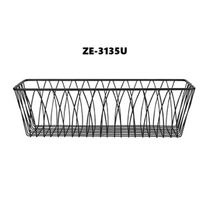Modern Eco-Friendly Degradable Metal <b>Wire</b> <b>Basket</b> Organizer ZE-3135U Black Rectangular Storage Bin for Home Decor - Product Image 1