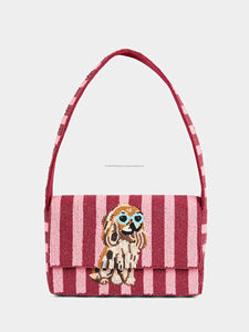 Handmade Pearl Beaded Classic Cute Shoulder <b>Bag</b> Dog Motif Novelty Womens Fashion Statement <b>Evening</b> Party Waterproof Eco-Friendly - Product Image 1