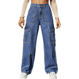 Pantalones Cargo Rectos de Cintura Alta Transpirables para Mujer 2026, de Algodón 100% Lona, Elásticos, Rotos, Sexys, de Moda Casual - Product Image 5