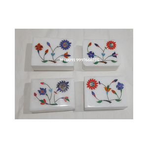 Boîte à bijoux en marbre blanc naturel de haute qualité et de nouveau design, incrustée de fleurs, de forme rectangulaire, utilisée pour Thanksgiving - Product Image 6