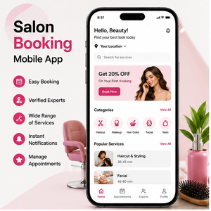 Desarrollo de Aplicaciones Móviles para Reserva de Salones de Belleza Modernos, Citas en Tiempo Real, Gestión de Estilistas, Alertas Push, Android, iOS, Internet - Product Image 1