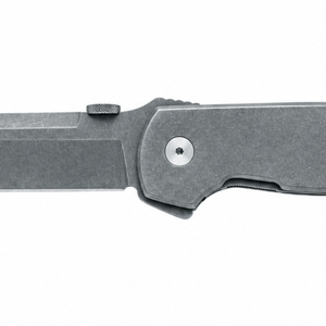 Couteaux pliants gris avec lame pointue finition stonewashed, manche métallique droit, bouton de pouce et vis pivotante pour usage extérieur DX - Product Image 6