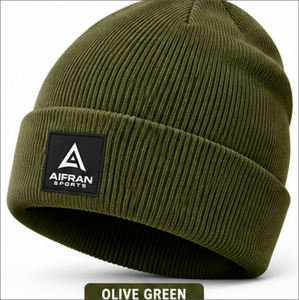 Gorro de Punto Acrílico Negro con Nervaduras, para Clima Frío, con Parche de Goma en Relieve, Unisex, para Adultos, para Actividades al Aire Libre - Product Image 3