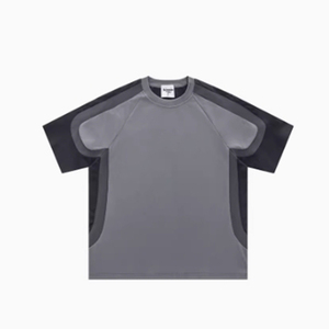 T-shirt pour homme à manches raglan bicolores, col rond, séchage rapide, tricoté, uni, coupe décontractée, longueur normale, 100% polyester - Product Image 2