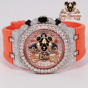 Montre-bracelet élégante avec bracelet en caoutchouc profilé, détails de lunette scintillants et cadre de cadran superposé - Product Image 1