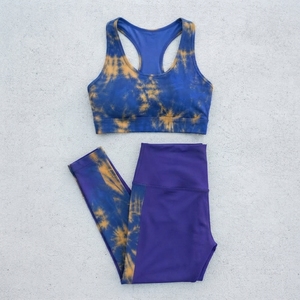 Conjunto de yoga de 2 piezas para mujer, ropa deportiva de gimnasio, trajes de entrenamiento, conjunto de yoga acampanado con espalda fruncida, venta al por mayor - Product Image 2