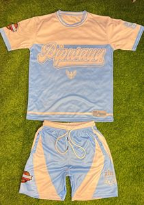Conjunto de camiseta y pantalones cortos de sublimación a la moda, de manga corta, de poliéster, para verano, conjunto de 2 piezas. - Product Image 1