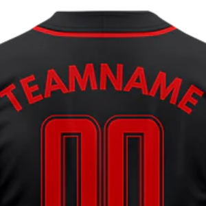 Maillot de baseball noir et rouge à manches courtes, boutonné, uniforme d'équipe personnalisé, respirant, en polyester, chemise de sport athlétique - Product Image 5