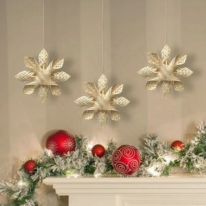 Adorno de árbol nórdico para decoración de árbol de Navidad, adorno de estrella de bambú tejido a mano, para floración de Navidad - Product Image 4