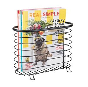 Lot de 2 présentoirs de magazines d'art en fer avec dessus de table en treillis métallique à prix compétitif porte-journaux pour la maison avec poignées latérales - Product Image 3