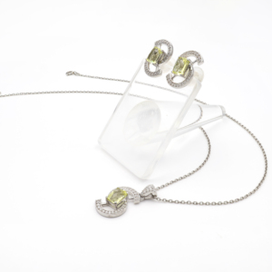 ชุดจี้และต่างหูเงินแท้ 925 ประดับเลมอนควอตซ์ พรีเมียม ชุบโรเดียม - Product Image 4