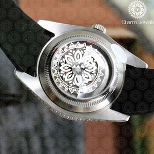 Montre ronde de luxe Charm_Jewells en acier inoxydable avec lunette sertie de diamants, verre saphir, mouvement à quartz analogique, 40 mm, unisexe - Product Image 3