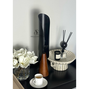 Modern Style Curved Metal <b>Incense</b> Burner Set With Elegant Wooden <b>Cone</b> Base. Luxury B2B Wholesale Home Fragrance & Decor Item - Product Image 5