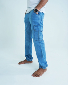 Pantalon cargo en velours côtelé imperméable pour homme, coupe large, taille élastique et design léger - Product Image 3