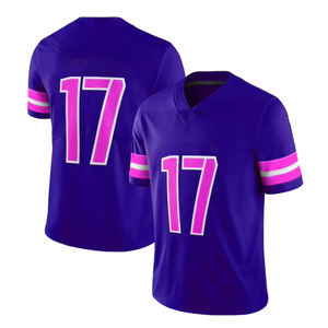 Maillot de football américain rouge pour homme, numéro 17, col en V, manches courtes, polyester respirant, vêtements d'équipe - Product Image 4