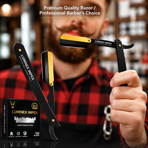 Navaja de Afeitar Recta Vintage Luminex Impex con Mango de Concha de Abulón y Acero al Carbono, Lista para Usar en Barberías y Salones - Product Image 4