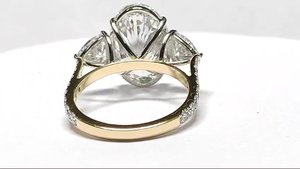 Bague de fiançailles en diamant de laboratoire ovale taille trilliant 6 carats F VS1 certifié IGI, or jaune 18 carats, bague d'anniversaire GEMFORTE INC - Product Image 3
