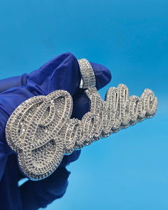 จี้เพชรโมอิสซาไนต์ VVS แบบตัวอักษรลายเส้น  จี้เงินแท้ 925  จี้ฮิปฮอป  จี้ตัวอักษรสองชั้น สำหรับเป็นของขวัญ - Product Image 1