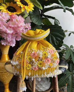 กระเป๋าปักลายประดับลูกปัดแบบมีเชือกผูก กระเป๋าถือสำหรับงานเลี้ยงตอนเย็น กระเป๋าถือเจ้าสาวงานแต่งงาน กระเป๋าใส่เครื่องประดับและเครื่องสำอาง - Product Image 2