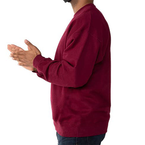 Sweat-shirt pull-over bordeaux premium en molleton doux à col rond, personnalisable avec marque privée, fournisseur de vêtements streetwear en gros - Product Image 3