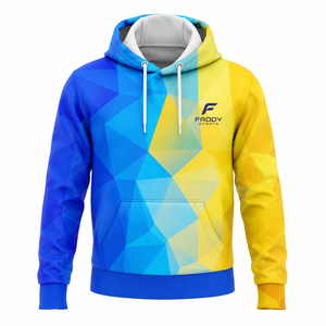 Custom Sublimation Printing Sports Hoodie <b>Men</b> Geometric Pattern Workout <b>Sweatshirt</b> Gym Wear Breathable Pullover Hooded Jacket - Product Image 1