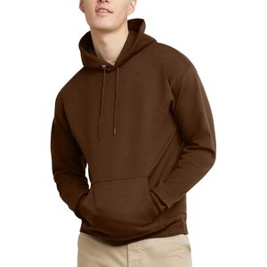 <b>Brown</b> Men's Pullover Hoodie Soft Fleece Sweatshirt With Kangaroo Pocket Drawstring Hood And Ribbed Hem For Fall Winter Wear - Product Image 1